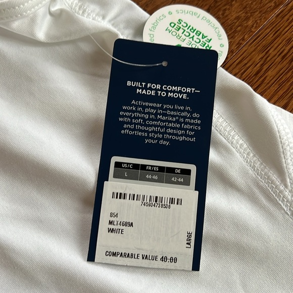NWT Marika white lightweight athletic workout tank top - Picture 3 of 8